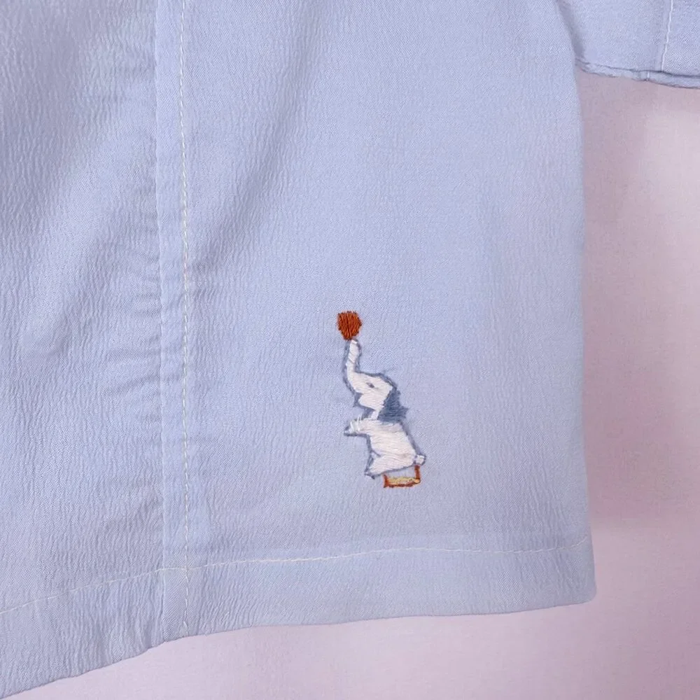Vintage Baby Boy Outfit 2pc Diaper Set Button Up Collared Shirt Circus Elephant